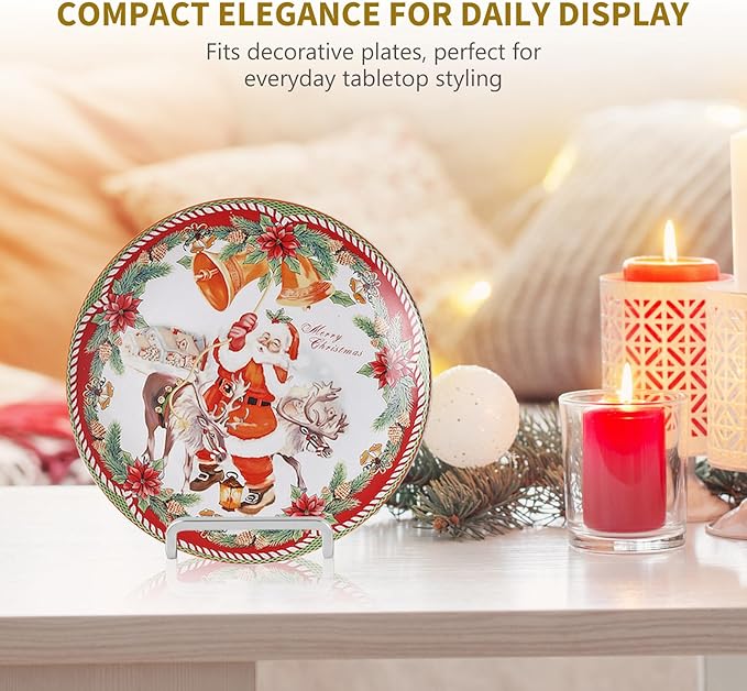 DIDUDIDU Plate Holder Easel Display Stand - 4.5 inch Silver Metal Stand for Decorative Plates, Photos, Picture Frames, Tabletop Art - 1 Piece