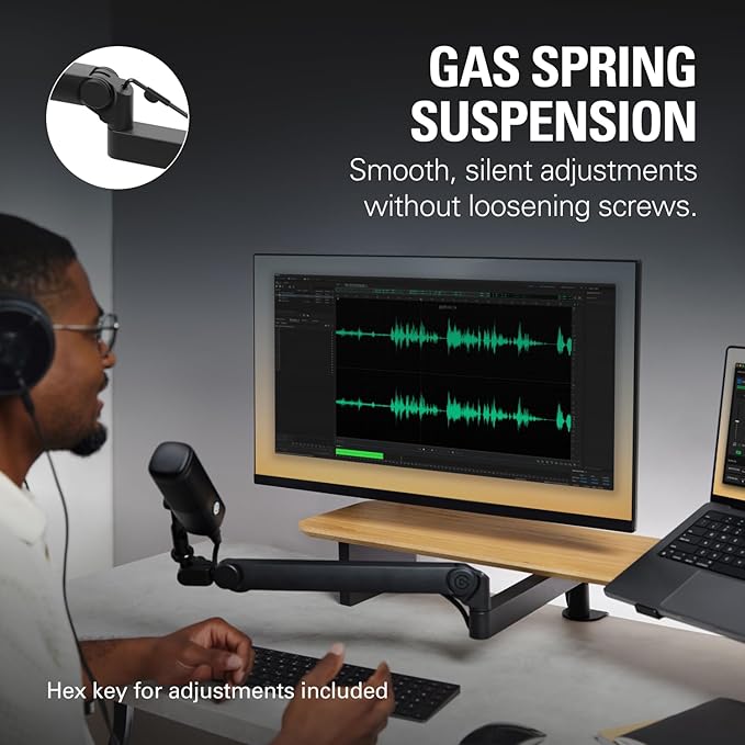 Elgato Wave Mic Arm Pro - 360° Rotatable Low Profile Gas Spring Microphone Arm, Works Mics/Shure SM7B/HyperX QuadCast/Rode/Blue Yeti & More – for Broadcasting/Podcasting/Streaming