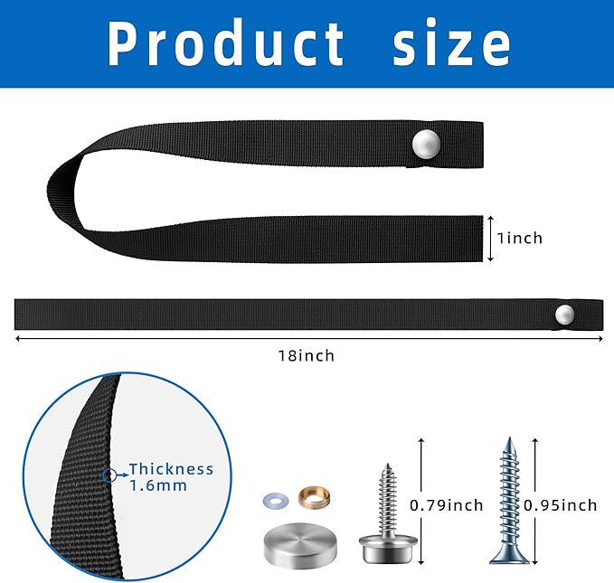 CODREE 4-Piece Pontoon Boat Ladder Strap - 18 Inch UV-Resistant, Snap & Screw Stud Fasteners - Secure Your Folding Boat Ladder