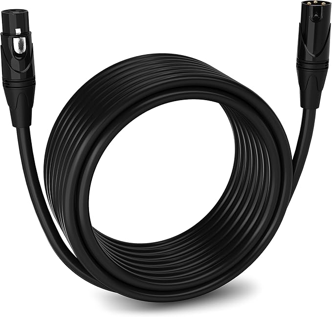 LyxPro Quad Series 30 ft XLR 4-Conductor Star Quad Balanced Microphone Cable for High End Quality and Sound Clarity, Extreme Low Noise, Black
