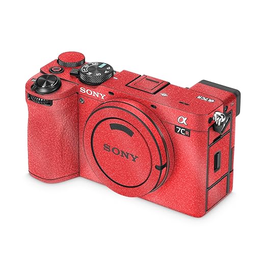 Glossy Glitter Camera Skin Compatible with Sony Alpha 7CR Camera (2023) - Solid Red - Premium 3M Vinyl Protective Wrap Decal Cover - Easy to Apply | Crafted in The USA by MightySkins