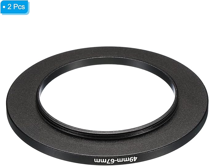 PATIKIL 49mm-67mm Metal Step Up Ring, 2 Pack Camera Lens Filter Adapter Ring Aluminum Filter Adapter Ring for Camera Lenses Hood, Black