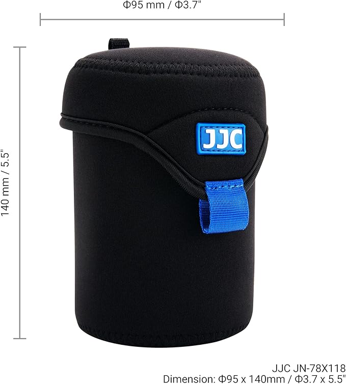 JJC Water Resistant Neoprene Camera Lens Pouch Case, Fold-Over Lens Bag for Mirrorless Lenses Up to 3.1 x 4.6 (D X H) for Canon RF 85mm f/2, Nikon Nikkor Z 85mm f/1.8, Sigma 16mm f/1.4 etc.