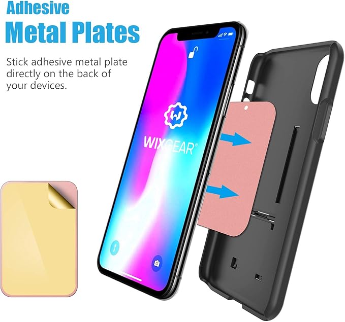 WixGear Mount Metal Plate with Adhesive for Magnetic Cradle-Less Mount - X4 Pack 2 Rectangle and 2 Round (Compatible with Magnetic mounts) (Rose Gold)