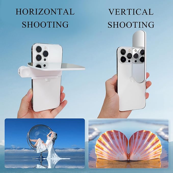 WOWNOVA Clip Reflection Mirror for Phone Back Camera, Shoot The Sky Lake Water Portrait Reflection, Smartphone Camera Mirror Reflection Clip Kit, Selfie Mirror Clip Reflection Mirror