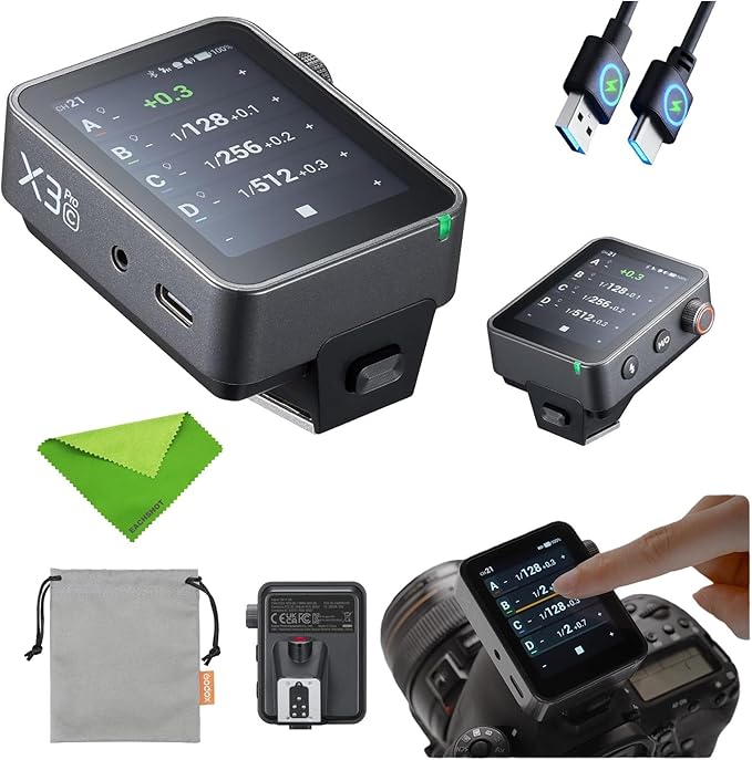 Godox X3 Pro C X3PRO C TTL Wireless Flash Trigger for Canon (𝐗𝟑-𝐂 𝐔𝐩𝐠𝐫𝐚𝐝𝐞), 2.4G Wireless X System Touchscreen Transmitter,Bluetooth APP Control, Support TTL/Auto/Manual/Multi Flash