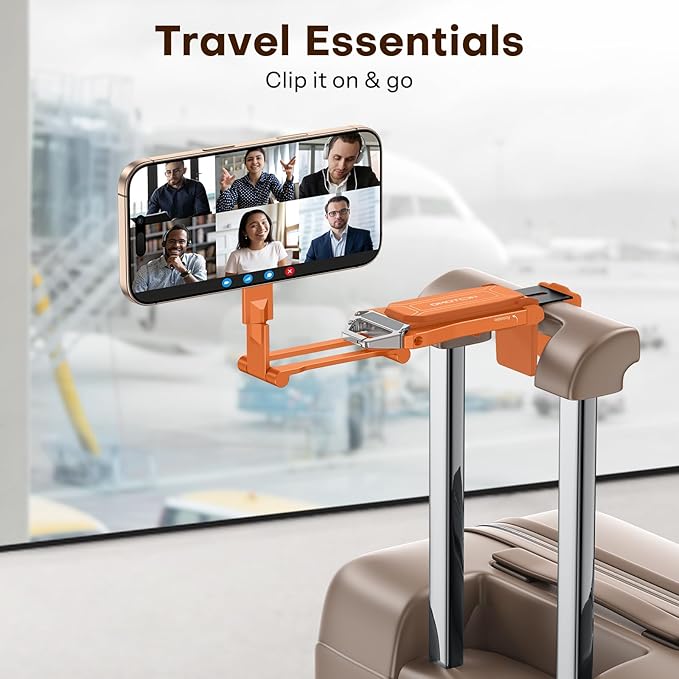 OMOTON 360°Rotating for MagSafe Tripod Mount, Adjustable Aluminum Magnetic Phone Tripod for iPhone 17/16/15/14 Pro Max Air, Foldable Cell Phone Stand Fits Vlog, Gym, Travel Essentials, Orange