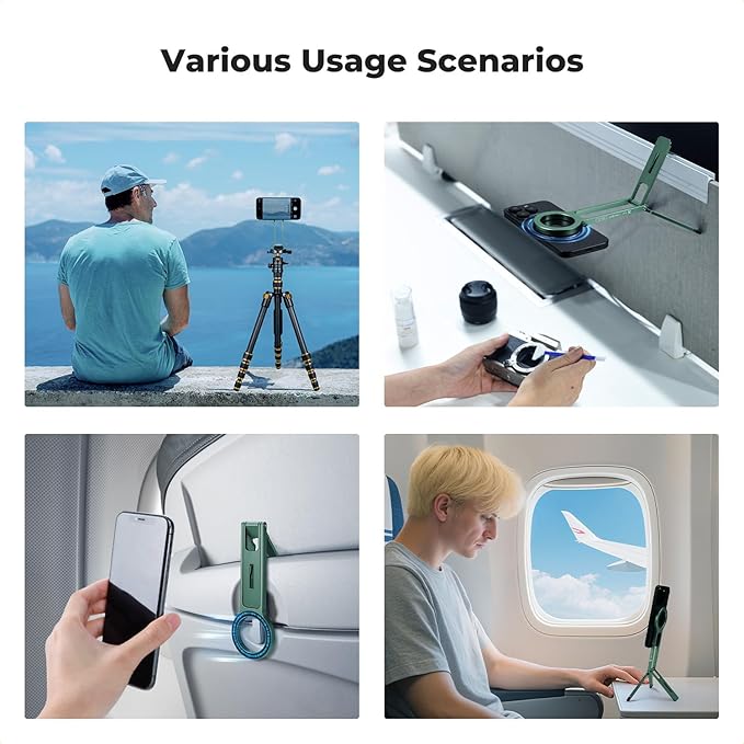 K&F CONCEPT Magnetic Phone Tripod Stand, 23N Strong Magnetic Mini Tripod Aluminium Alloy Pocket Selfie Stick, Mag Safe Phone Holder Compatible with iPhone 17 16 15 14 13 12 Series(Green)