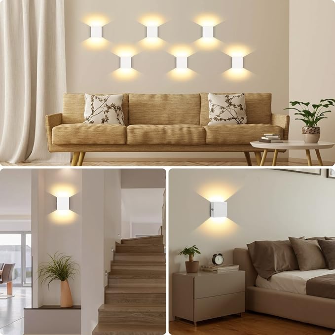 Lightess Rechargeable Wall Sconce Set of 2 with Touch Switch, Dimmable Indoor Wall Lights Battery Powered for Hallway, Warm White, LG9939113