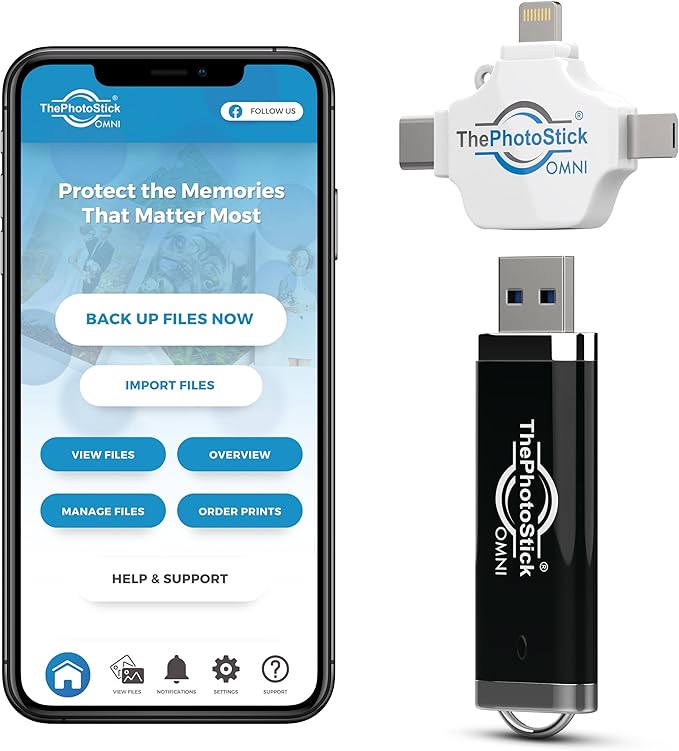 ThePhotoStick Omni 128GB - Secure Photo & Video Backup | ThePhotoStick Omni Protective Case - Water Resistant & Shockproof USB Storage