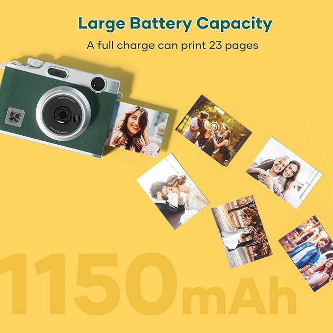 iDPRT Hanin Instant Print Camera, Instant Film Camera, Wireless Bluetooth Photo Printer + 10 Sheets Photo Paper, Portable Instant Cameras That Print Photos for Christmas/Birthday/Travel/Party