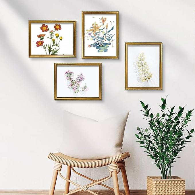 BESCRCL 12x16 Picture Frame Gold, Frames 12 x 16 with Shatterproof Crystal Acrylic for Wall Gallery, 4 Pack