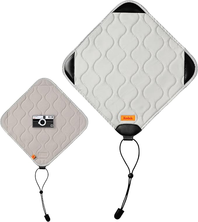 KODAK Camera Wrap Size M 31x31cm - Water-Resistant, Anti-Scratching and Dust-Free Protective Cloth for Mirrorless Camera, Compact Camera, Prime Lens (Light Grey) [ONE Item]