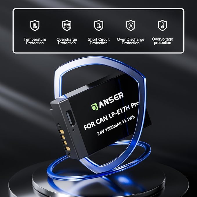 LP-E17 Battery 3-Pack and Type-C Direct Charging,1500mAh with 2-in-1 Cable Fast Charging for Canon EOS R50/R10/R8/RP/Rebel T7i/T8i/SL3 R50/R10/750D,M3, M5, M6,760D,800D,8000D Digital SLR