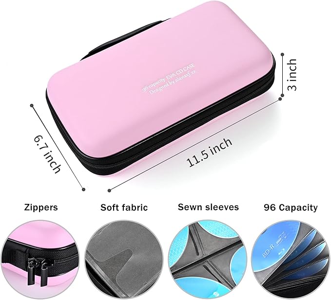 DVD Case, EVA CD Case Holder Storage Organizer Portable Protective DVD Wallet Holder for Car