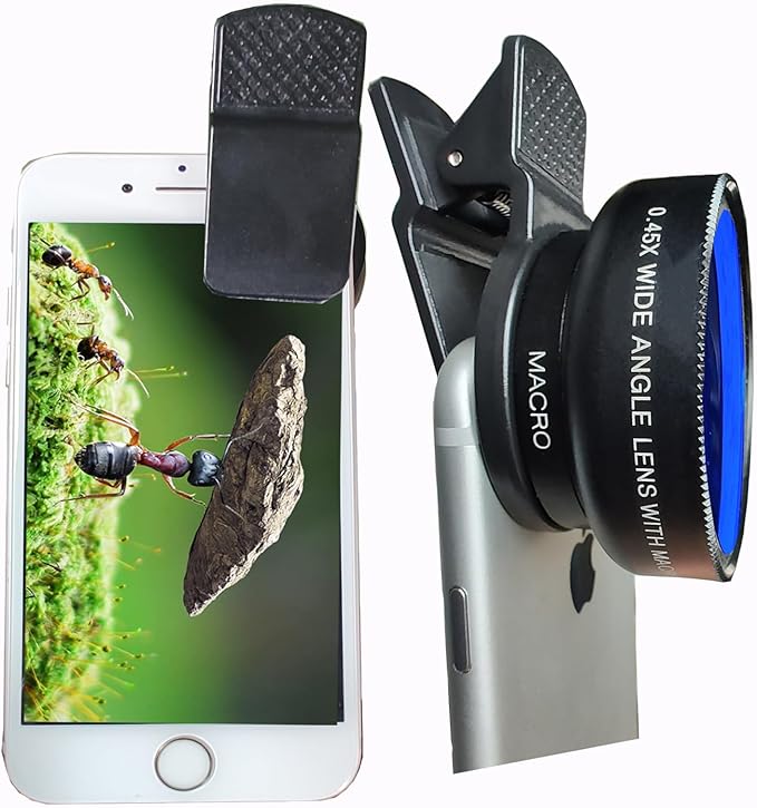 Fisheye Lens iPhone Phone Camera Lens Kit Wide Angle Macro for iPhone 14 13 12 11 X XS Xr Se 8 pro max Mini Samsung Most Phones with Clip PU Bag (Black) …