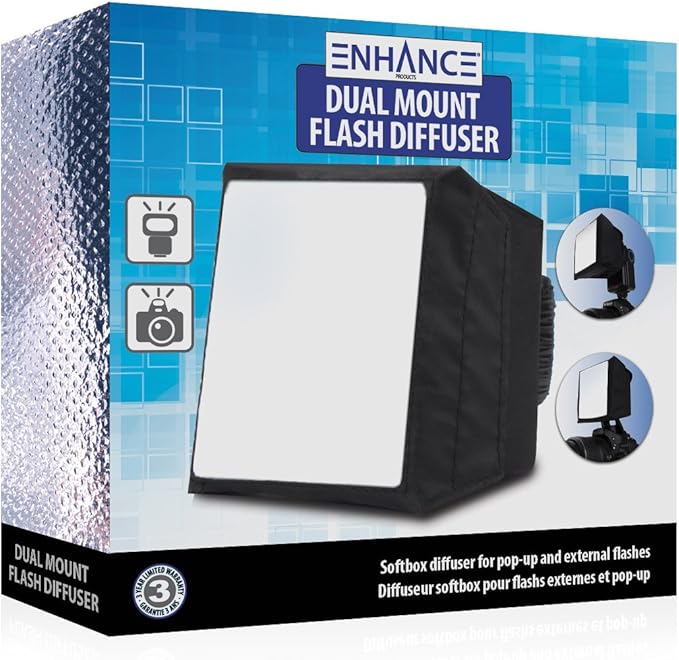 ENHANCE Camera Light Diffuser Softbox for Pop Up and External Speedlites with Foldable, Universal Design, Compatible with Neewer, Altura, Youngnuo, Canon, Nikon, and More Speedlite Flashes