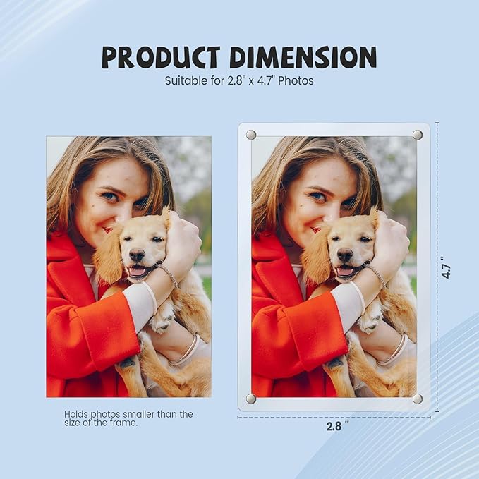 Car Sun Visor Photo Holder, Magnetic Car Picture Frame, Universal Car Visor Clip for Add Personality to Your Vehicle (Transparent, 2.8 x 4.7)
