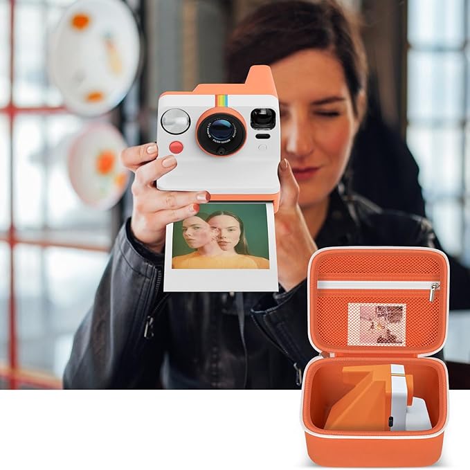 Portable Carrying Case Compatible with Polaroid Now 2nd/ for 3rd Generation I-Type Instant Camera/for Now/for Now+/ for OneStep 2 VF/for OneStep+ Instant Film with Mesh Pocket - Orange