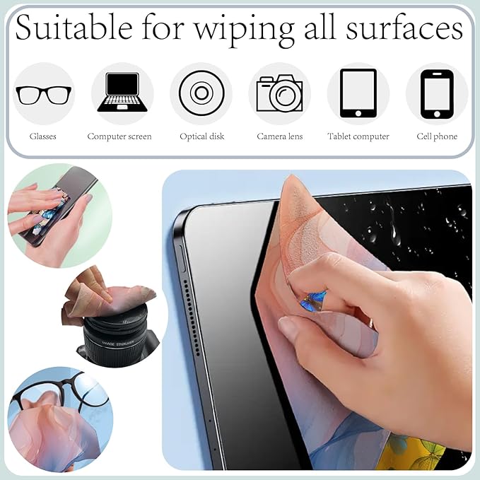 CREATCABIN 6 Packs Thickened Glasses Cleaning Cloth Marbling Design Microfiber Cleaning Cloth Multi-Colored Eyeglass Cleaning Cloths Soft Wipes for Reusable Eyeglass Phone Screens Camera Lens 6x6in