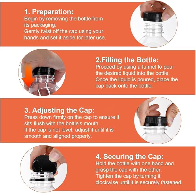 OBKJJ 40 pcs 4oz Pcs Juice Bottles, Juice Bottle with Caps Reusable Empty Clear Bottles with Label, Funnel, Brush Bulk Beverage Containers for Juicing, Drinking, Smoothie and Other Beverages (4-OZ)