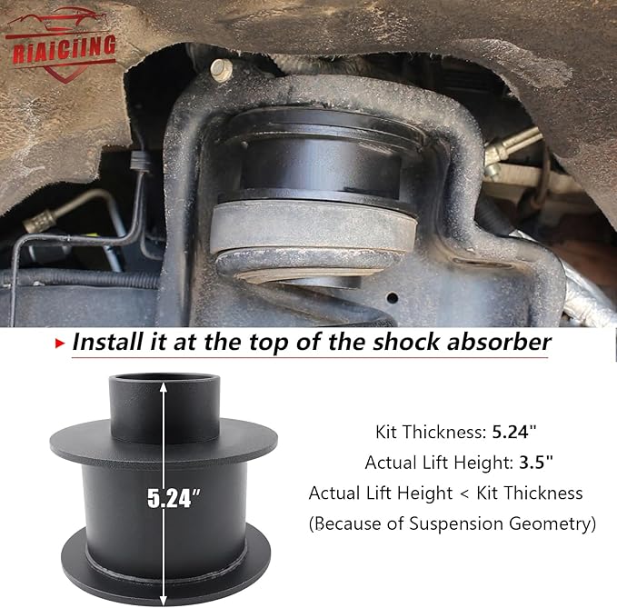 3.5" Front Leveling Kit Compatible with 2005-2024 Ford F250 F350 Super Duty 4WD, 3.5 inch High-Strength Steel Coil Spring Lift Spacers with Shock Mount Extenders & Sound Isolator