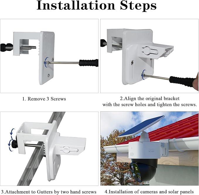 Gutter Mount Bracket Compatible with Eufy SoloCam S340/SoloCam E30/SoloCam E42/Eufy 4G LTE Cam S330,Solar Security Camera,No Drill Installation Camera Gutter Mount for Outdoor,2 Pack