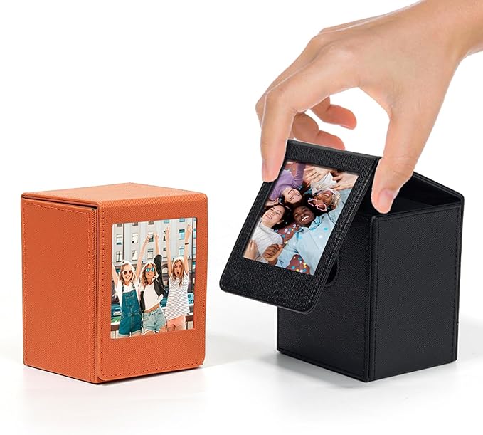Photo Case for Instax Square SQ Film, Square Picture Holder, Photo Storage Box Compatible with Fujifilm Instax Square SQ1 SQ20 SQ40 SQ10 SQ6 SP-3 Instant Cameras - Brown
