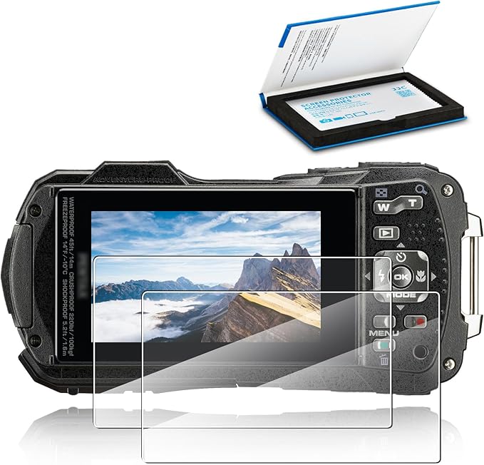 (2 Pack) WG-90 WG-80 WG-70 WG-60 WG-50 WG-40 WG-40W Screen Protector Cover, 9H Ultra Clear Tempered Glass Protector for Ricoh Pentax WG-80 WG-90 Underwater Camera, 0.3mm Anti-Fingerprint Anti-Scrach