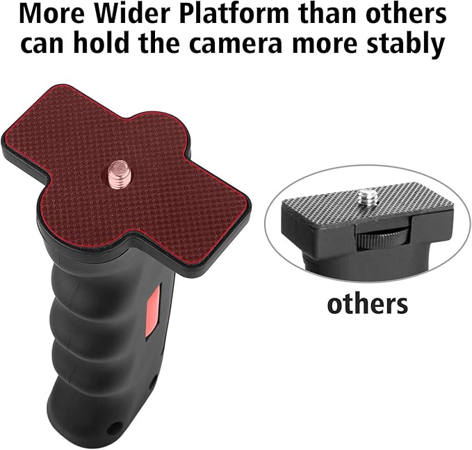 Vlogging Holder, Cell Phone Camera Handle Grip Stabilizer, Ergonomic Phone Video Stabilizer, Handheld Selfie Stick Smartphone Holder with Cold Shoe Mount for Mic/Flash Light, Wrist Strap