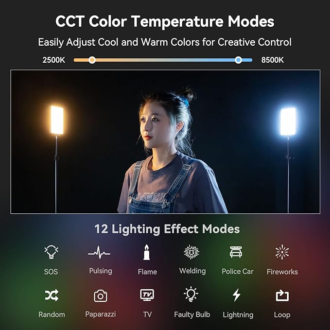 SmallRig RM120 RGB Video Light, 5000mAh 180 Minutes Portable Camera Light 7W Output Power, LED Video Light Panel, 2500-8500K CRI TLCI 98+ for TikTok, Content Creator, Photographer