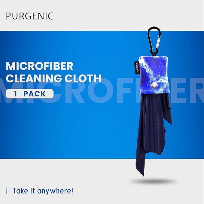 Microfiber Cloth & Glasses Wipes (1 Pack) Lens & Glasses Cleaning Cloth - Eyeglass Cleaner - Camera Lenses & Gadget Delicate Screens - Blue
