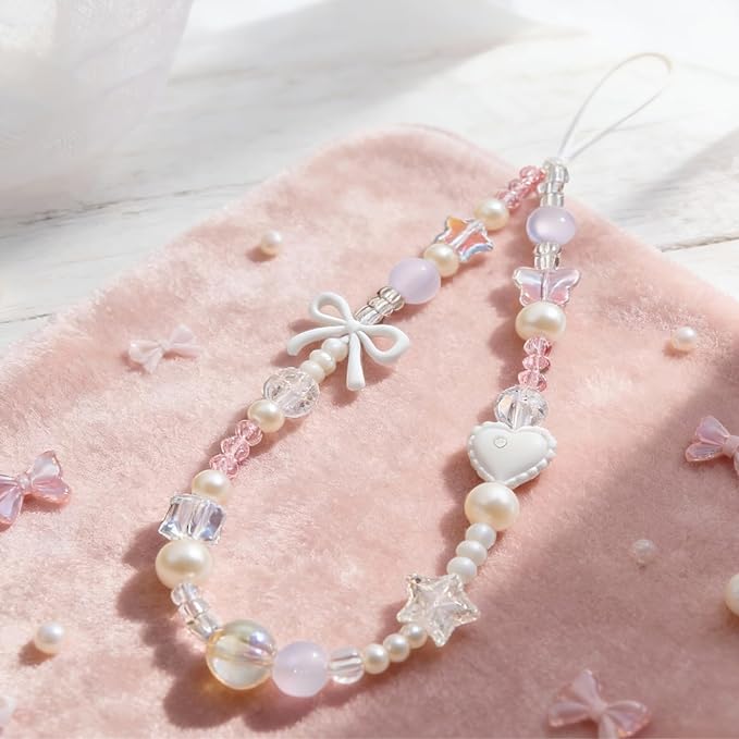 Beaded Camera Wrist Strap Cute Digital Camera Charm Lanyard Phone Charms Strap Beaded Camera Chain for Phone Bag Keychain