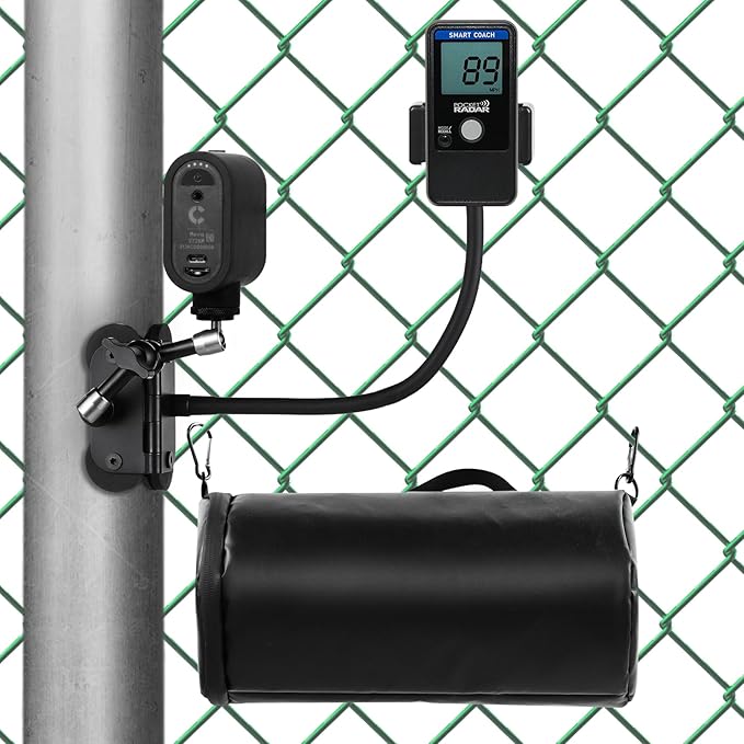 Upgrade Magnetic Fence Mount for Mevo Start,Gopro,iPhone and Pocket Radar,Camera Fence Mount with Two 1/4'' Mounts Points, Portable Bag and Pocket Radar Clip for Recording Baseball,Softball Sports