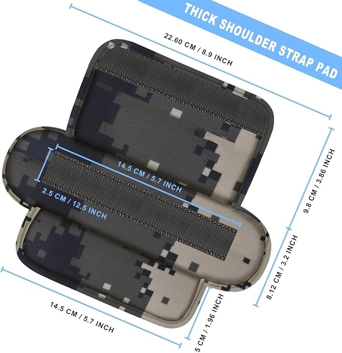 ZINZ 2-Pack Tactical Shoulder Pad, Ultra-Thick Comfort Cushion for Vest Straps, Backpacks, Breathable & Shock-Absorbing,Camouflage-gray