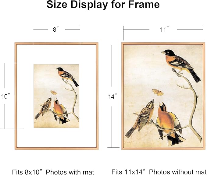 BKABOT 11x14 Picture Frame, Gold Metal Photo Frames with HD Glass, Fits 8x10 with Mat or 11 x 14 without Mat, Display for Wall and Table, 1 Pack