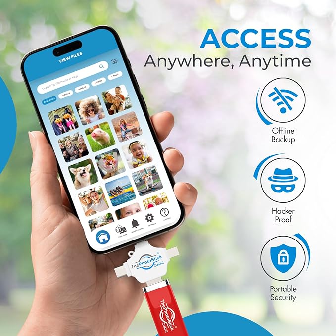 ThePhotoStick® Omni 512GB - Secure Photo & Video Backup and Transfer | Digital File Organization | USB & Multiport Connection for Phones, Tablets and Computers | Portable Memory | External Storage