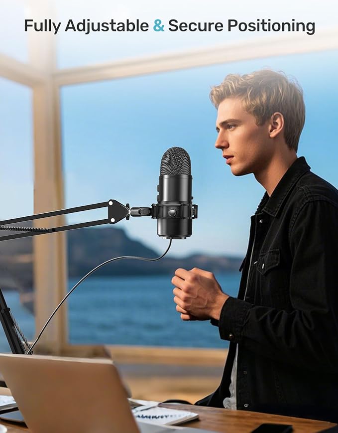 Custom Built for Blue Yeti Shock Mount with Pop Filter, 2026 Upgrade Anti-Vibration Suspension Elastic Shock Mount Holder Clip Mics Stand with Screw Adapter Compatible with Yeti Microphone