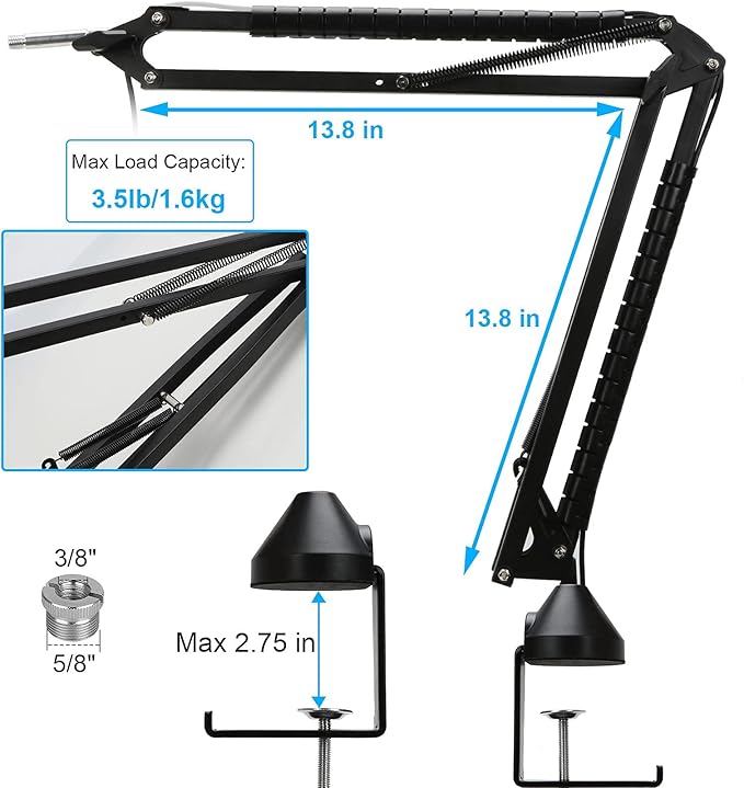 Razer Seiren X Boom Arm with Pop Filter - Professional Mic Stand for Broadcasting and Recording by YOUSHARES