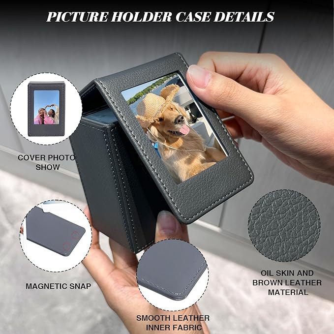 WOGOZAN Mini Picture Holder Case for Fujifilm Instax Mini 12/11/99/90/EVO Camera 2.15x3.4 Inches Film Accessories Photo Pouch Protection Case Can Hold 50+ Films (Dark Grey)