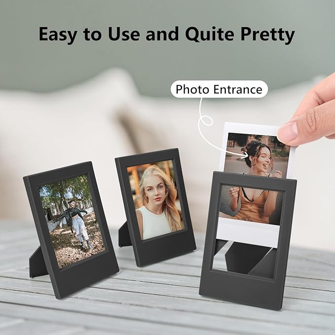 HIYQIN 8 Pack 2x3 Mini Photo Frames for for Fuji Instax Mini 3 inch Picture/Polaroid 3-Inch Films - for Desktop Display Small Wallet Size Picture frame with Clear Protective Covers - Black