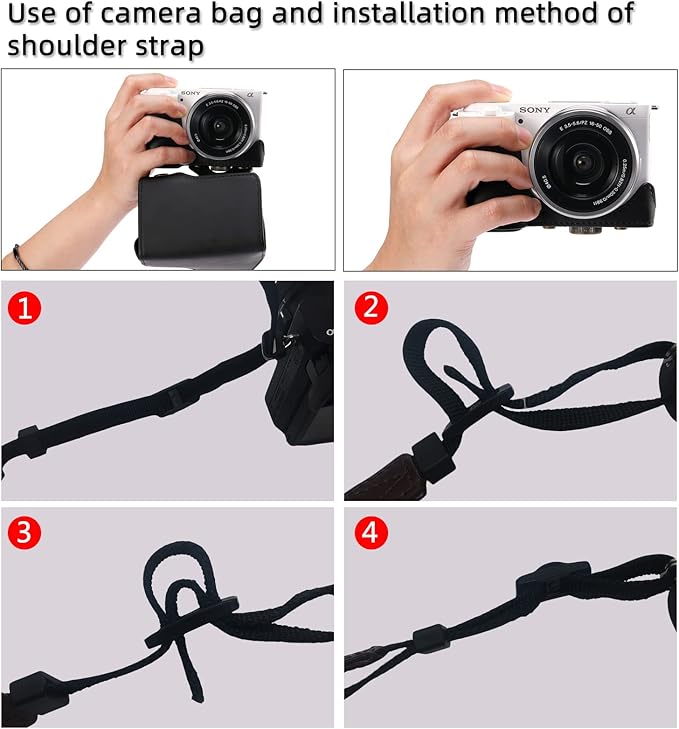 Hargedis XEVN for Sony ZV-E10 case,for Sony ZV-E10 case,Premium PU Full Body Leather Camera Case Bag for Sony Alpha ZV-E10 Fit 16-50mm Lens with Camera Shoulder Strap
