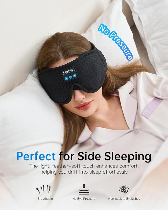 2-Pack Sleep Headphones Bluetooth 3D Sleep Mask & Wireless Headband Headphone with Ultra-Thin Speakers, Sleeping Headphones for Side Sleepers, Running, Workout, Insomniac, Travel, Gifts, Meditation