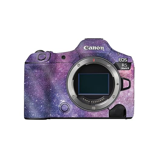Glossy Glitter Camera Skin Compatible with Canon EOS R5 Mark II (2023) - Violet Stars - Premium 3M Vinyl Protective Wrap Decal Cover - Easy to Apply | Crafted in The USA by MightySkins