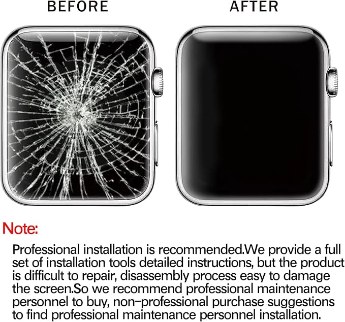 Compatible with Apple Watch Series 4 40mm Screen Replacement - Front LCD Glass Lens Replacement Repair Kit & Watch Glass Repair(No LCD Screen and Touch Digitizer)