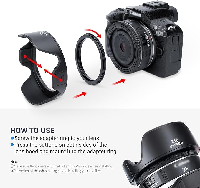 Lens Hood for Canon RF 28mm F 2.8 STM, Reversible Lens Shade Replace Canon EW-55 Lens Hood, Compatible with 55mm Filters and 55mm Lens Cap
