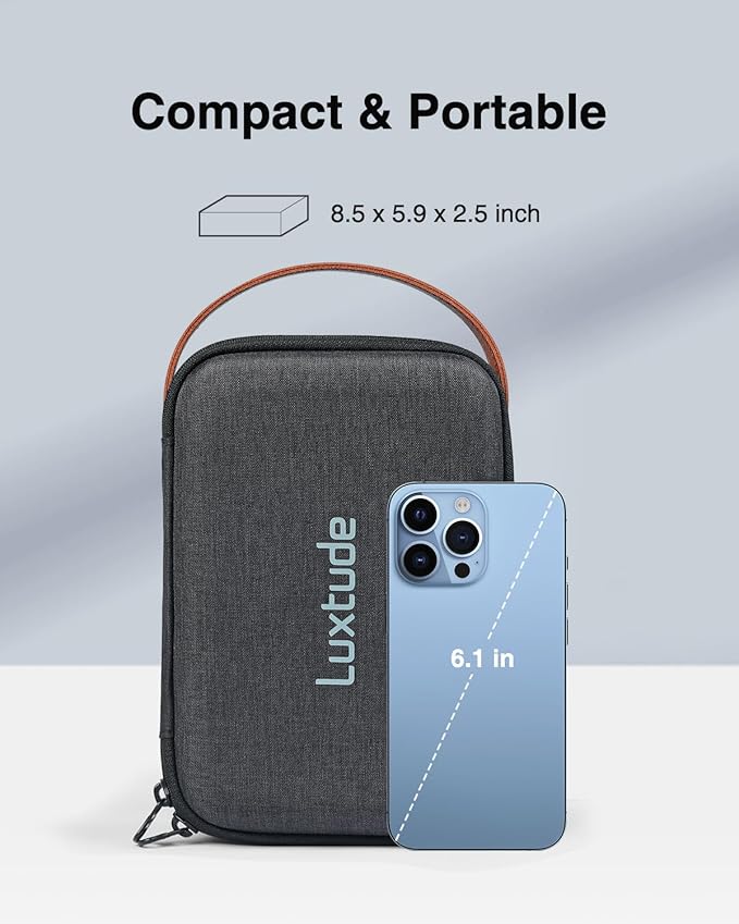 Luxtude Electronic Organizer Travel Case, Portable Tech Organizers, Hard Charger Organizer, Travel Cable Organizers, Tech Bag (Single-Layer, Black, Small)