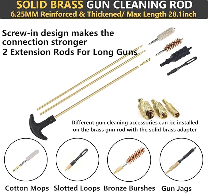 iunio Gun Cleaning Kit, Universal Gun Cleaning Kit for All Caliber Shotgun Pistol Rifle Cleaning Kit with Mat Portable Case