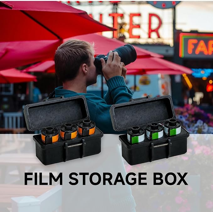 Film Box/135 Film Case -for 3 Rolls of 35mm Films ，to Sort & Enjoy & Safeguard Film, 3D printing technology。 (black)