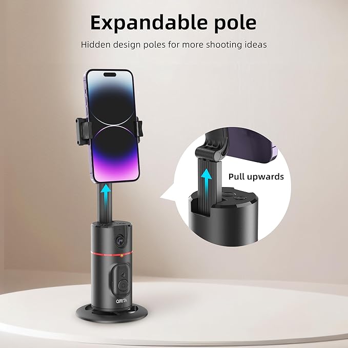 Auto Face Tracking Phone Holder, Magnetic Face Tracking Tripod 360 Rotation with Stand & Remote, Face Body Phone Tracking Tripod, No App, Smart Shooting Camera Mount for Live Video Recording Tiktok